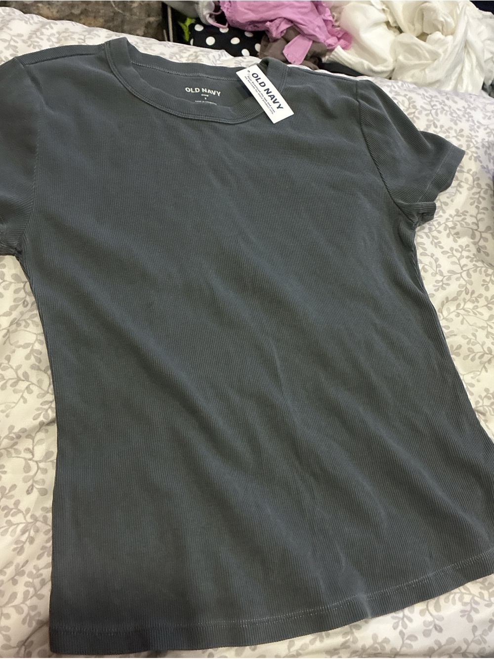 Brand new Old Navy Women's Crewneck Ribbed T-Shirt — Slate Gray